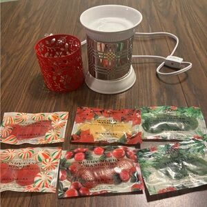 HomeWorx Holiday Scented Wax Warmer Set - Red and Silver